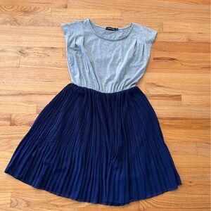 Pandora Gray Top Navy Pleated Girls Dress